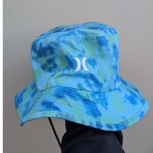 Hurley  Tie Dye Blue Green Bucket Hat with Adjustable Chin Strap